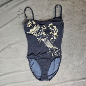 Jantzen Womens Navy Blue Floral Underwire One Piece Swimsuit Adjustable Straps S